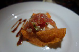Spicy Ahi Tuna Tartare, Sweet Potato Chips and Pickled Ginger