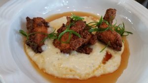 Spicy Fried Chicken & Grits with Scallions and Maple 