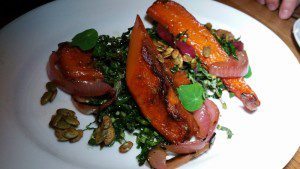 Roasted Squash, blue cheese, charred red onion and pumpkin seeds