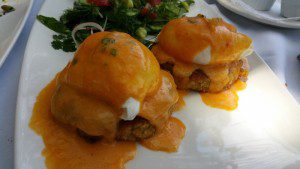 Moroccan Crab Cake Benedict with Harissa and Preserved Lemon Hollandaise 