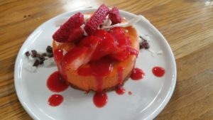 Gogi strawberry cheesecake with salted pecan crust